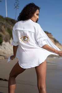 Mystic Eye White Shirt/Cover Up